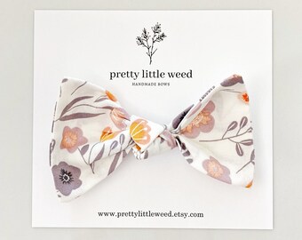 Floral Baby Hair Bow, Fall Cotton Bow, Headband or Clip