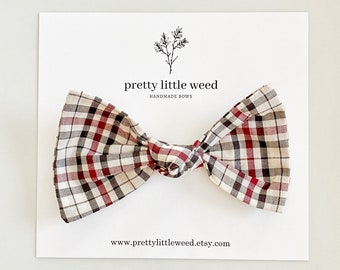 Fall Plaid Baby Bow, Toddler Hair Clip or Headband