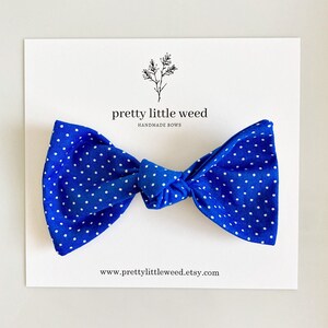 Blue Pin Dot Toddler Hair Bow, 4th of July Bow