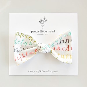 alphabet hair bow, back to school hair bow, back to school bow, alphabet school bow, preschool hair bow, first day of school bow, school bow