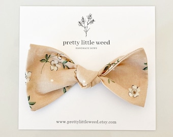 Floral Baby Bow, Tea Olive Vanilla Print, Headband or Clip