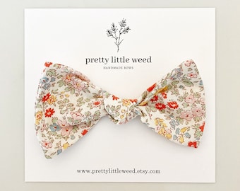 Dainty Floral Bow, Spring Baby Headband, Alligator Clip or Nylon