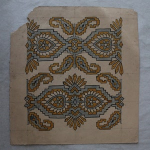 Peinture florale indienne, oeuvre d'art de collection antique vintage sur papier, trouvaille rare