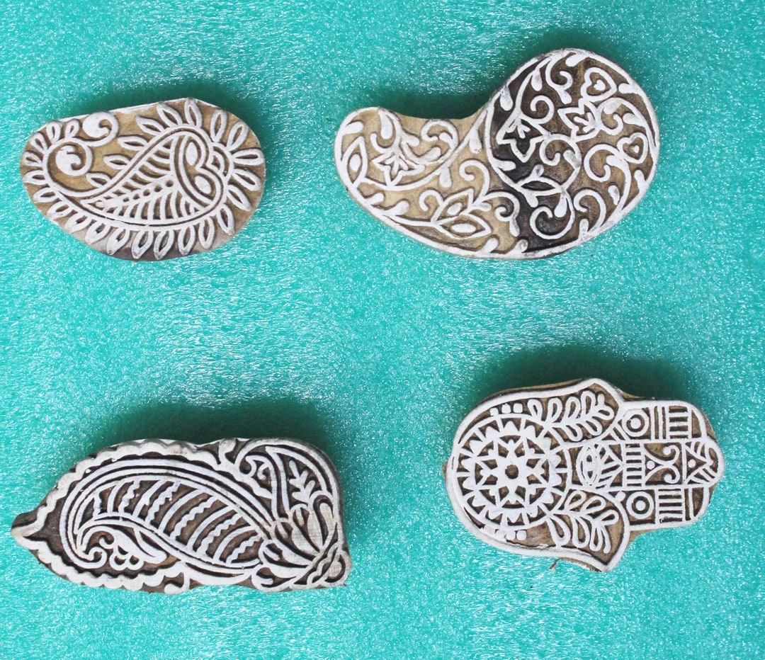 Wooden Block Print Set, Henna Design Stamps, Set of 4 - Etsy Australia