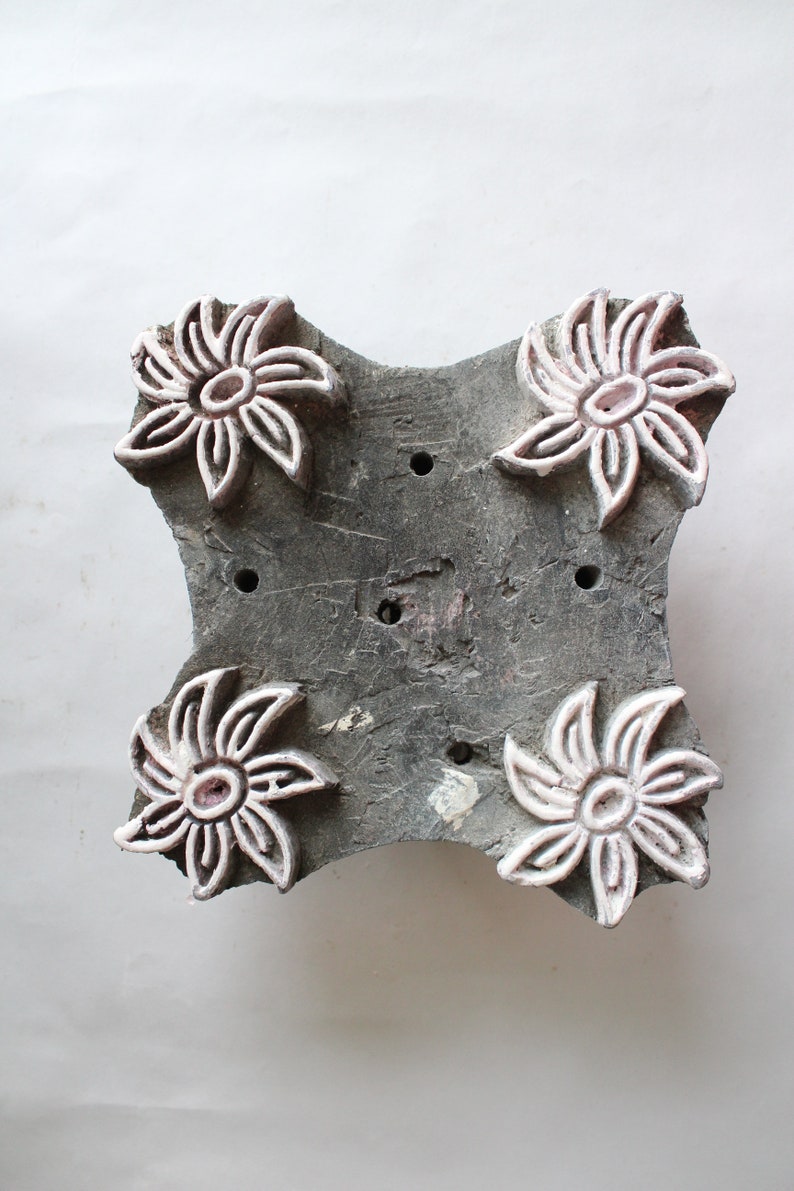 Wooden Printing Block Stamp Textile Design Floral Vintage design