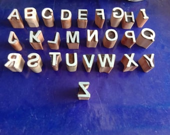 手作りの英語アルファベットブロック印刷スタンプの完全セット／印刷用