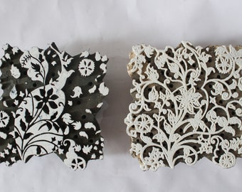 Wooden Printing block two color textile fabric print making design