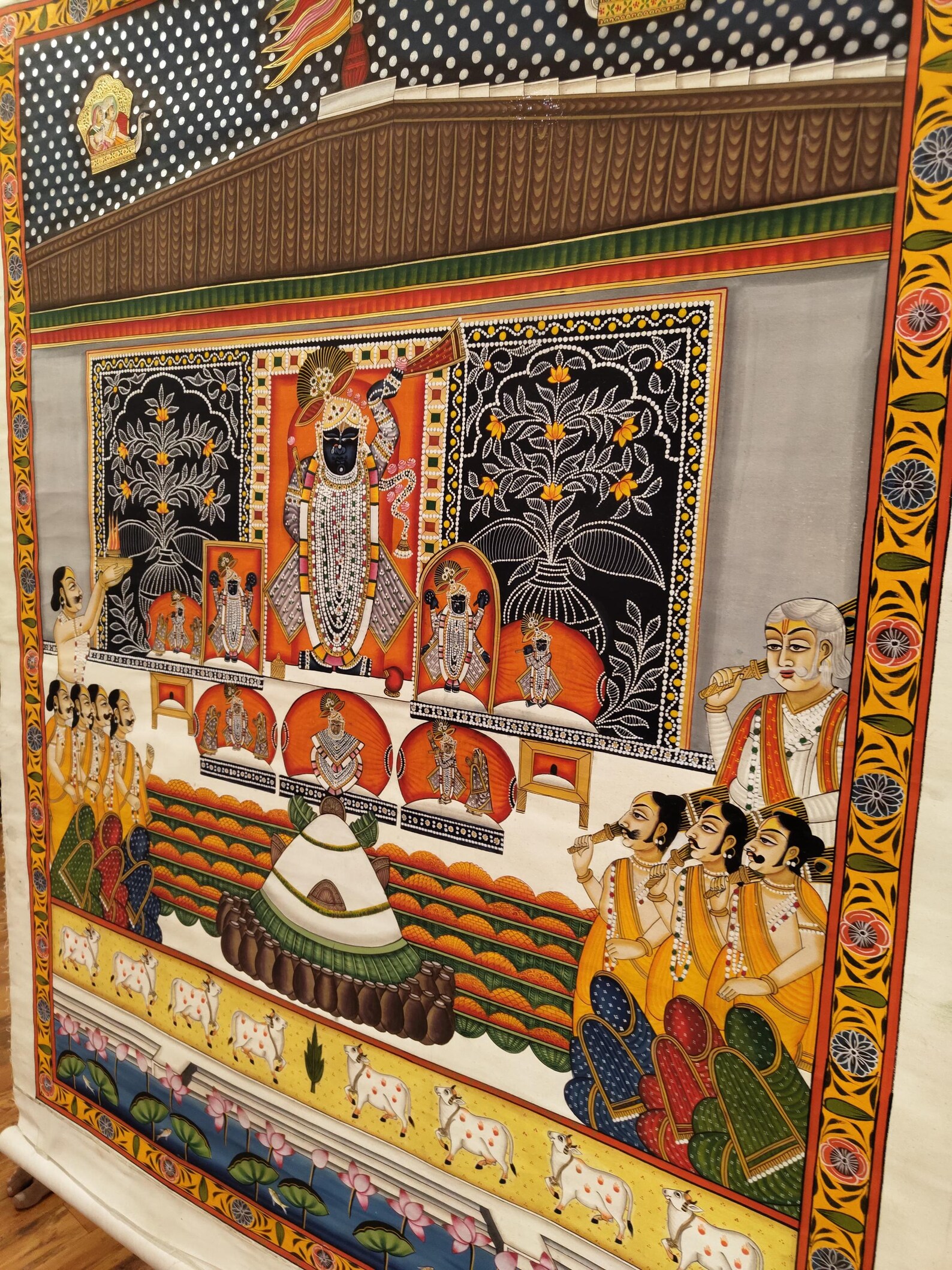 Handpainted Pichwai Painting of Shrinathji Ankoot Ankut Krishna ...