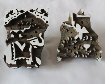Wooden Printing Block two color fabric print making design stamps