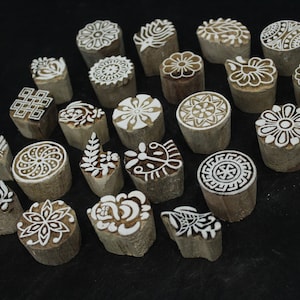 Verschiedene 23 Design Holz Druckstöcke - Handwerk Papier Stempel - Stoff Textil - Indische handgefertigte Holz geschnitzte Stempel Monstera / Palme