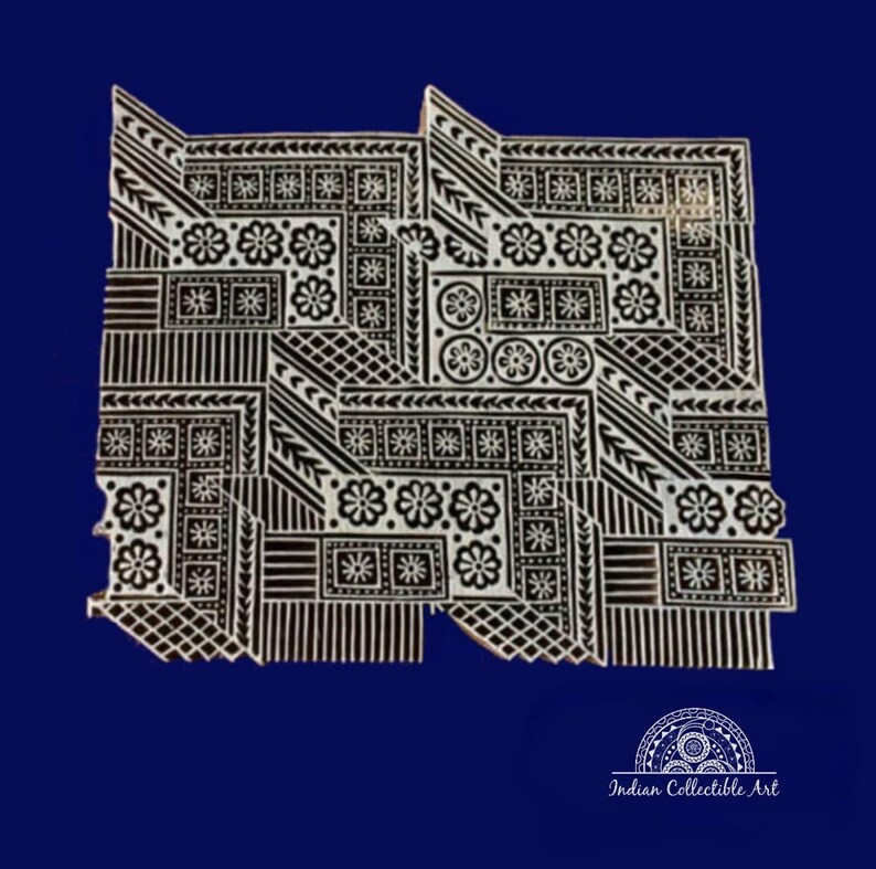 Wooden Printing Block Dye Geometrical Design Stamp Hand Carving Dye