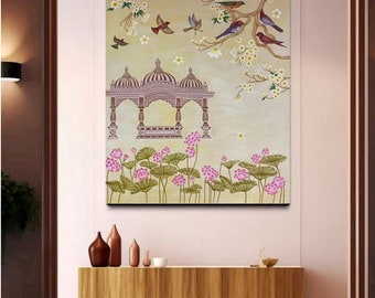 Hand-Painted Temple Pichwai Painting, Traditional Indian Art (3.5 X 4 Feet)