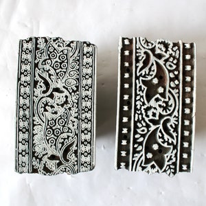 Two Color wooden printing block stamp old vintage double color textile dye