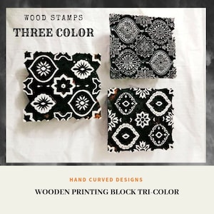 Three Color Wooden Printing Blocks Stamp Patterns hand curving designs