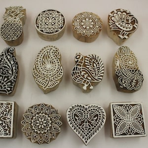 Blumen Blockdruck Holz Stoff Print Dye Set von 12 verschiedenen Stil Designs