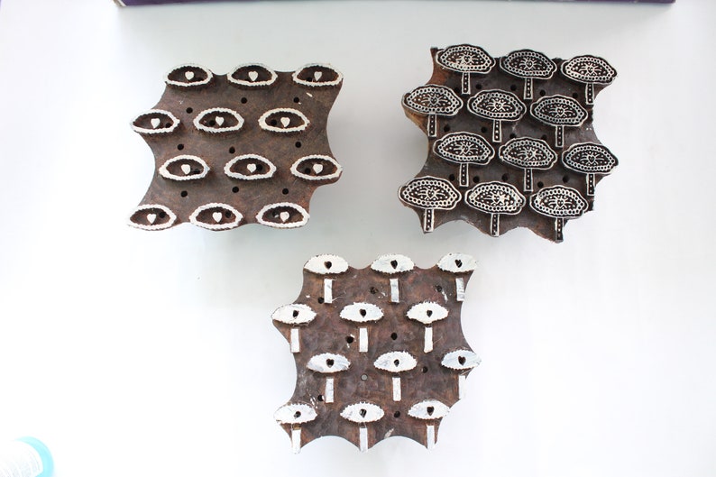 Wooden Printing Block Three Color Triple color print block stamp design