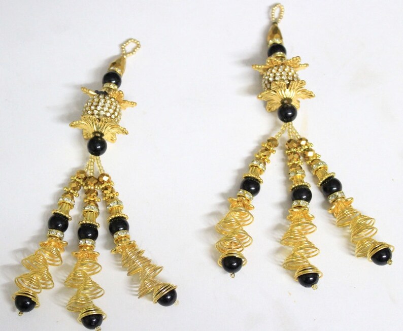 SET OF 2 HANGING Beautiful Hand made Wedding Jewels Tasels Craft Rakhi Making Hangbags Decor Piece.