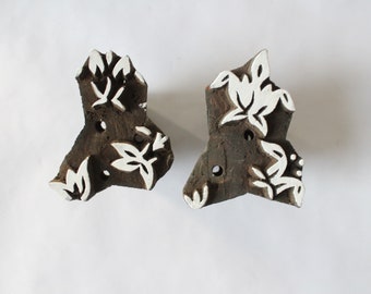 Textile wooden printing block 2 color print making designs dye