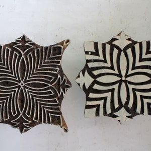 Twee kleuren multi-color handgebogen houten stempel textielstof print dubbele kleur unieke hout print.