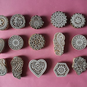 Lot de 15 motifs assortis Tampon bloc d'impression en bois