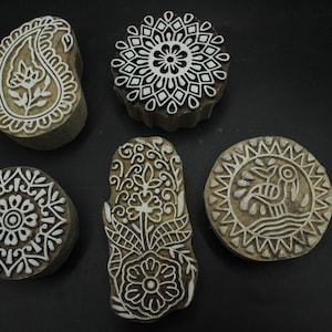 Wooden Textile Stamps - Hand Carved Printing Blocks - Assorted Designs - DIY Crafts