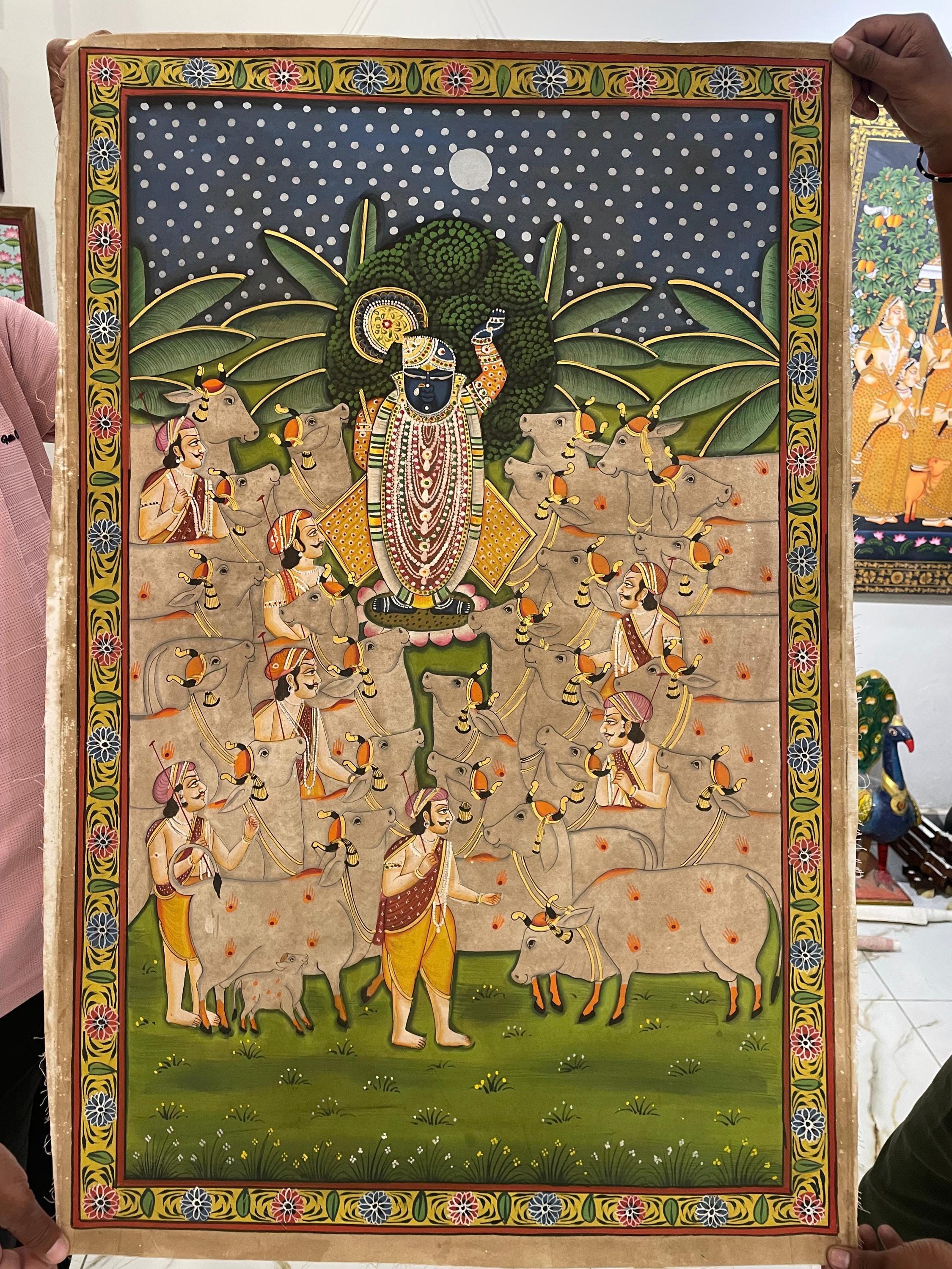 Lord Shrinathji With Cows Traditional Pichwai Painting - Etsy