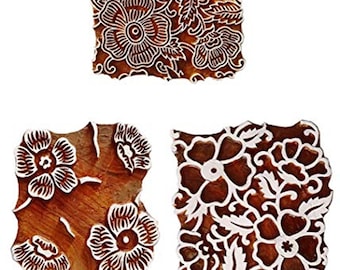 Tri color Wooden Printing Block tricolor Stamp Textile Hand curved Designs