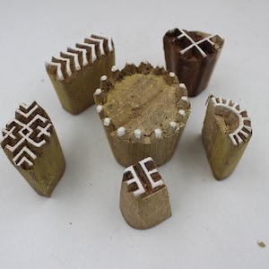 Blocco da stampa in legno piccoli Piccoli disegni set di 6 diversi dyi