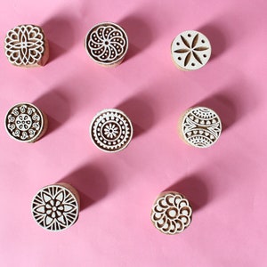 Miniatura hecho a mano Dyi bloque de impresión de madera (conjunto de 8) diferentes formas