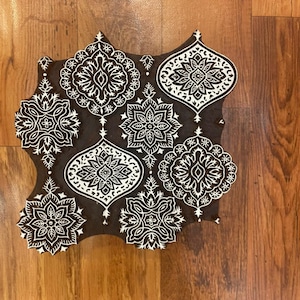 Bloque de madera para impresión de tela, curvado a mano, hermoso diseño