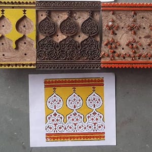 Juego de 3 bloques de colores para impresión de diseño floral en madera