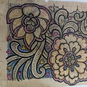 Textiles vintage hechos a mano antiguos diseños coleccionables ilustraciones florales