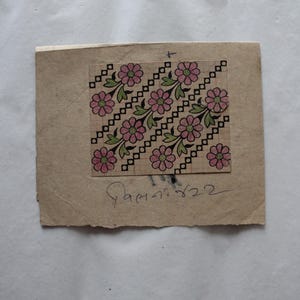 Alte textile handgemalte florale Papiermotive handgemalt auf Vintage Papieren