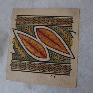 Altes Papier handbemalte Textilmotive Vintage Kunstwerk