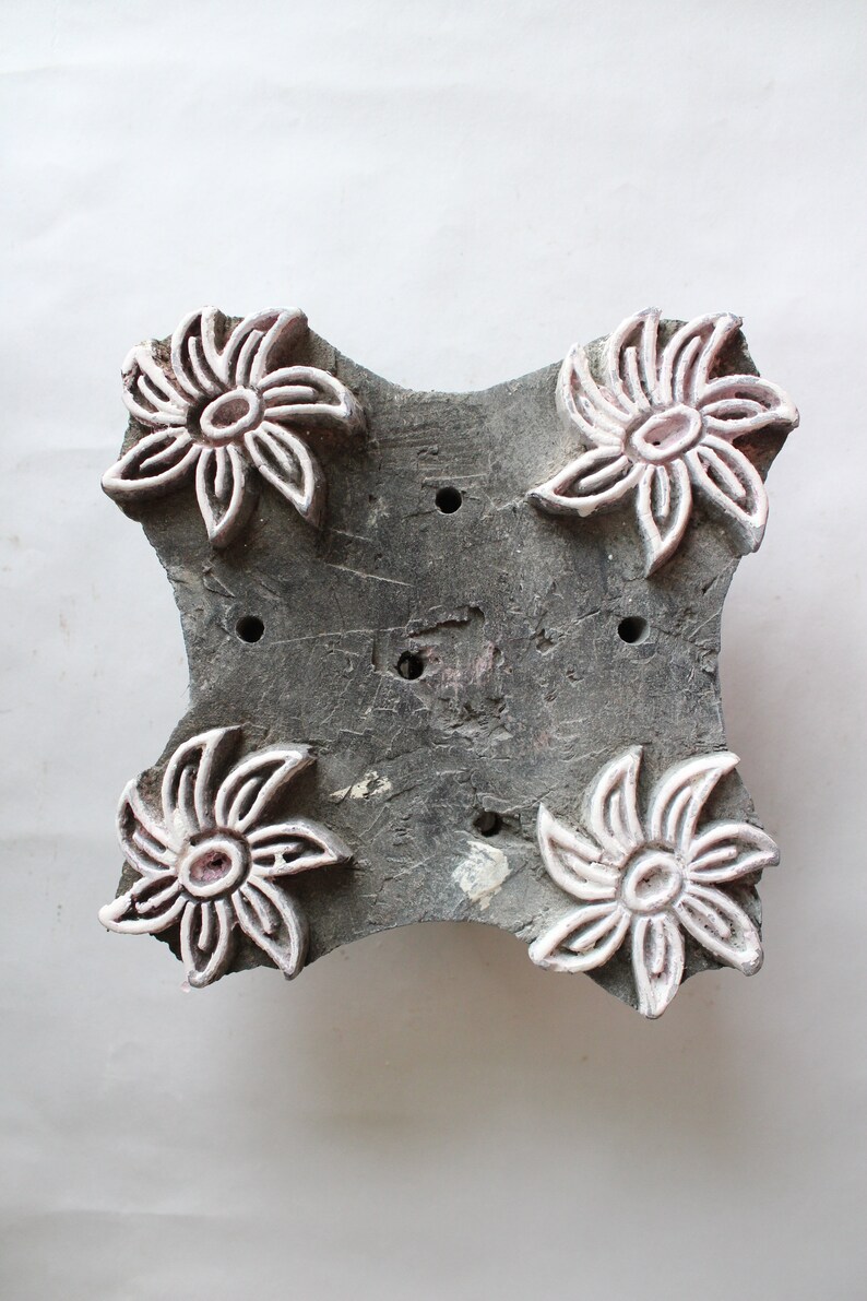 Wooden Printing Block Stamp Textile Design Floral Vintage design