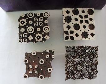 Wooden Printing Block Stamp Print making tools hand curved four color textile designs
