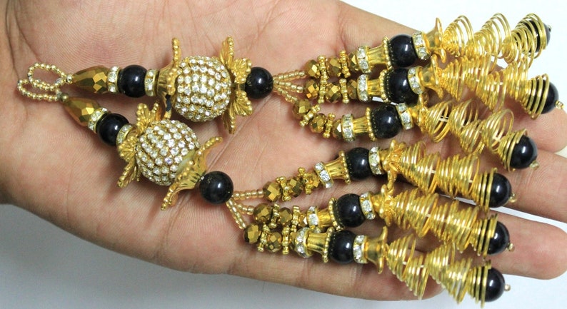 SET OF 2 HANGING Beautiful Hand made Wedding Jewels Tasels Craft Rakhi Making Hangbags Decor Piece.