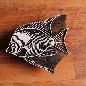 Beaux dessins marins de poissons de sculpture pour l'impression de bloc de timbres en tissu