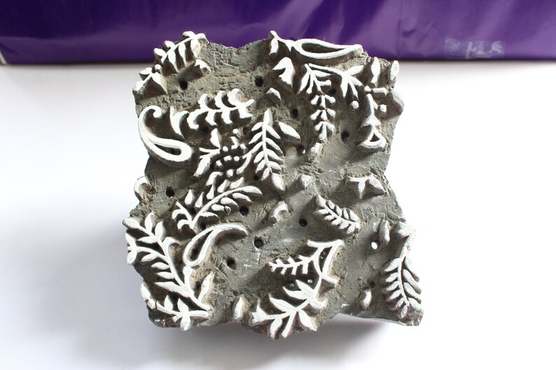 Wooden Textile Printing Block Hand Curved Vintage Fabric print Making Tools
