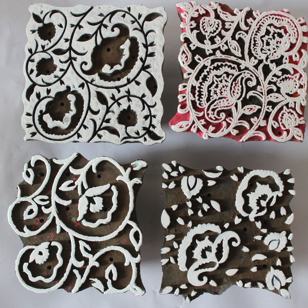 Vierfarbiger Holzdruck Block Stempel Textildesigns multicolor Dye