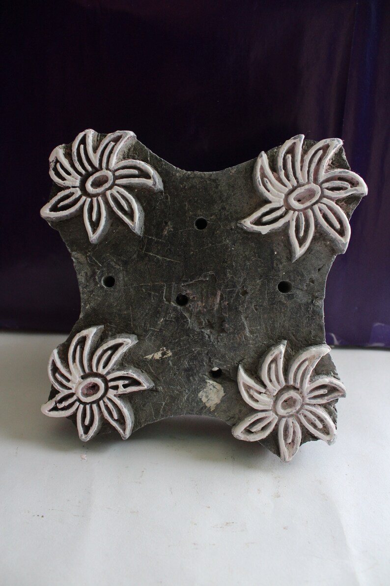 Wooden Printing Block Stamp Textile Design Floral Vintage design