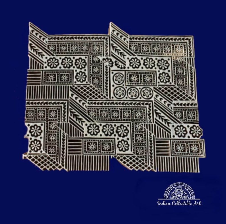 Wooden Printing Block Dye Geometrical Design Stamp Hand Carving Dye