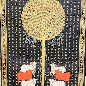 Hand Painted Real Gold Painting Tree of Life Pichwai