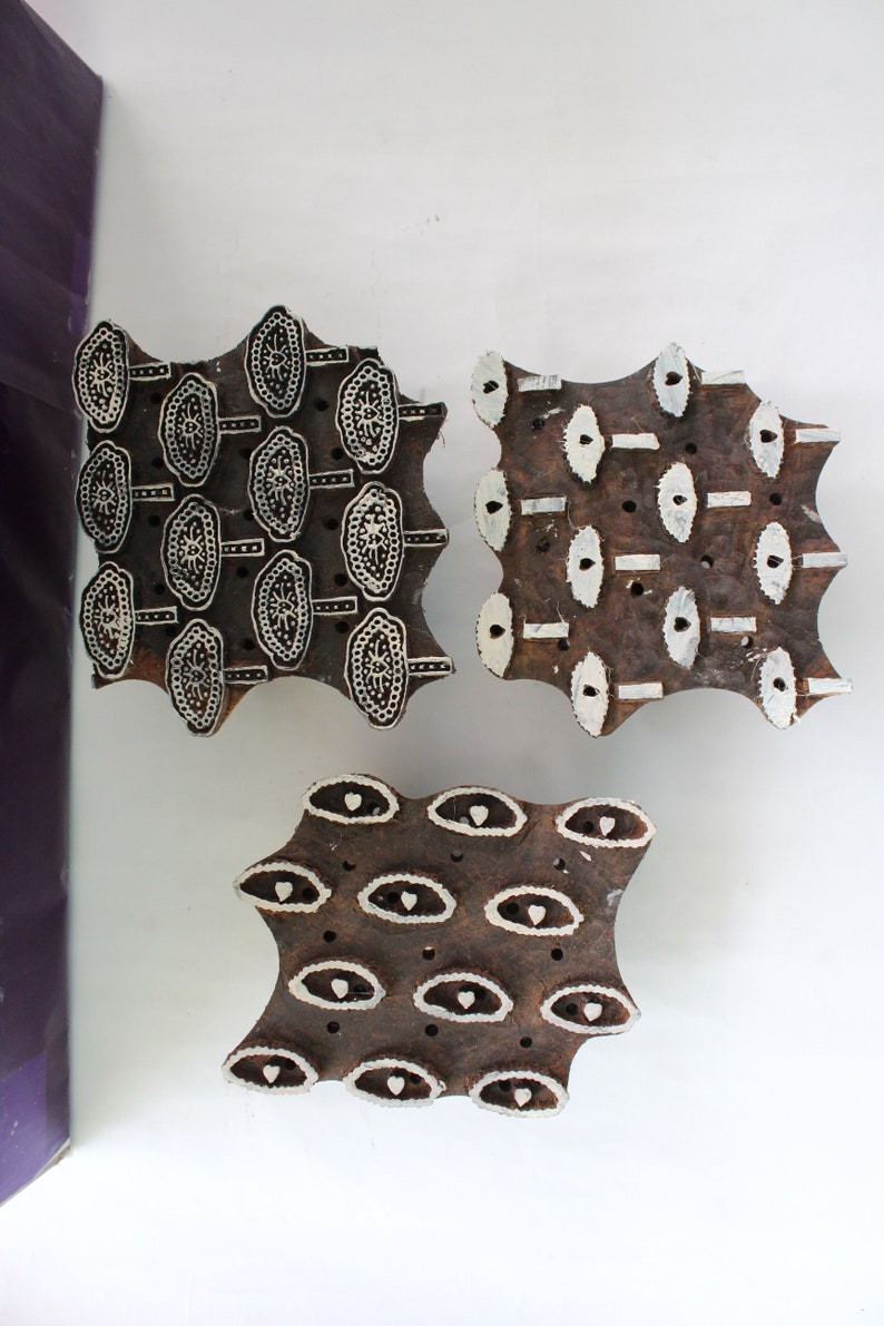 Wooden Printing Block Three Color Triple color print block stamp design