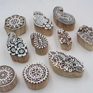 Textil Holzdruck Block 10 Stempel verschiedene Motive Block Print Dye