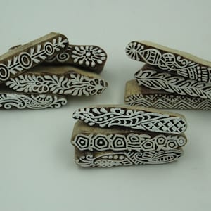 Juego de bloques de madera con estampado Heena de 10 dedos, sello de diseño, tinte textil