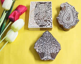インドの虎のブロックプリント、手彫りの木製スタンプ、布地 - Etsy 日本