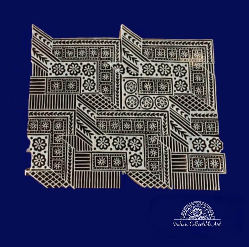 Wooden Printing Block Dye Geometrical Design Stamp Hand Carving Dye