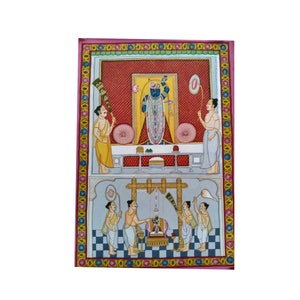 Beautiful Pichwai Painting of Lord Shrinathji krishna pichvai artwork handpainted on cloth