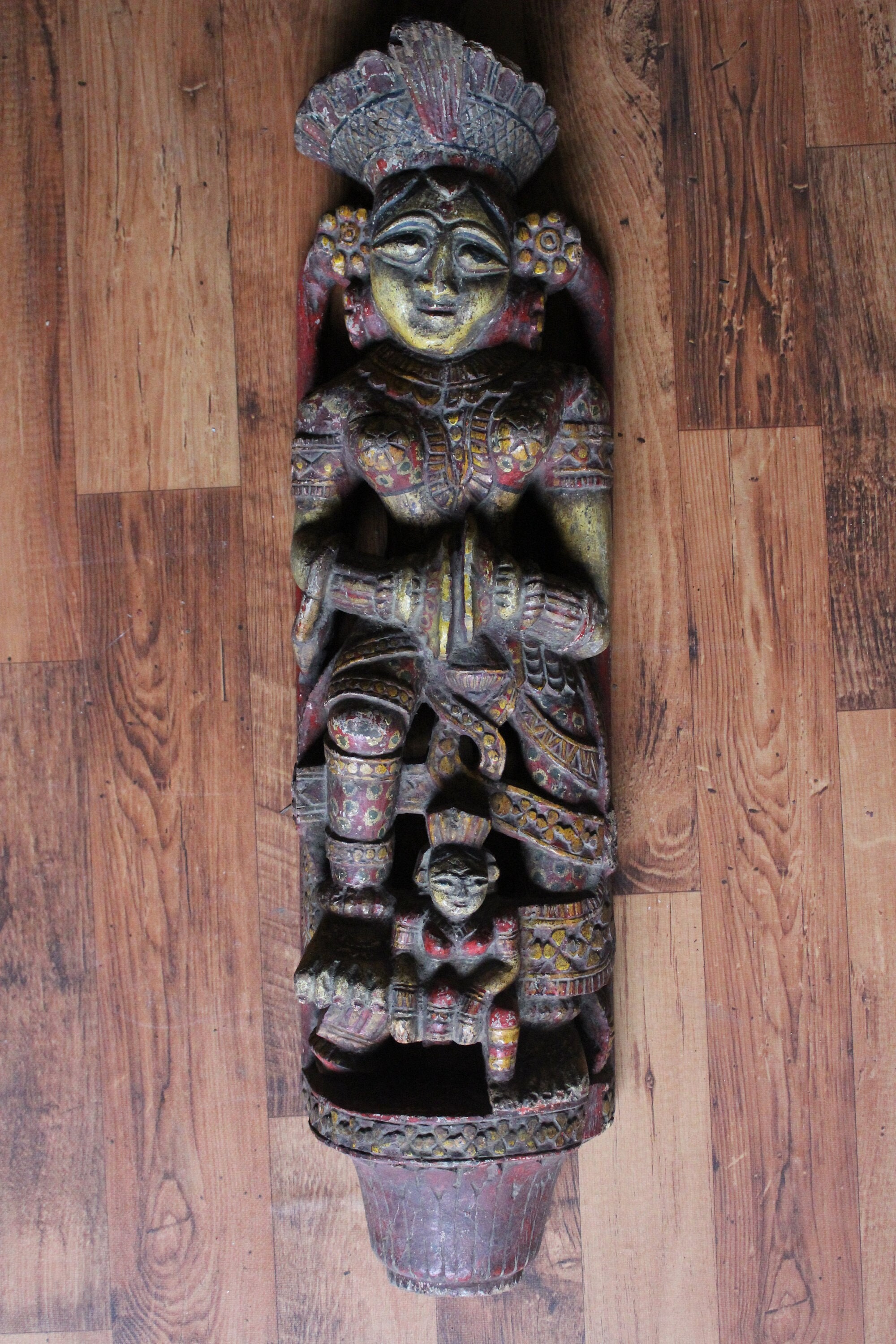 Antique Old Wooden Dolls Original Rare Fine Carving Collectibles Art